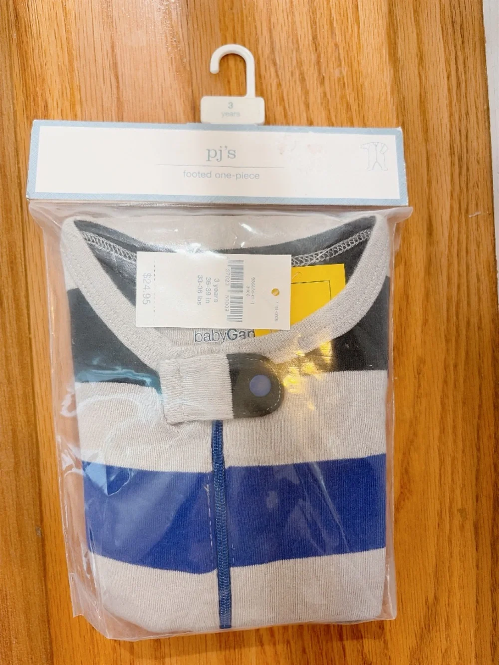 GAP Baby Pajama One-Piece in Blue & Gray Stripes